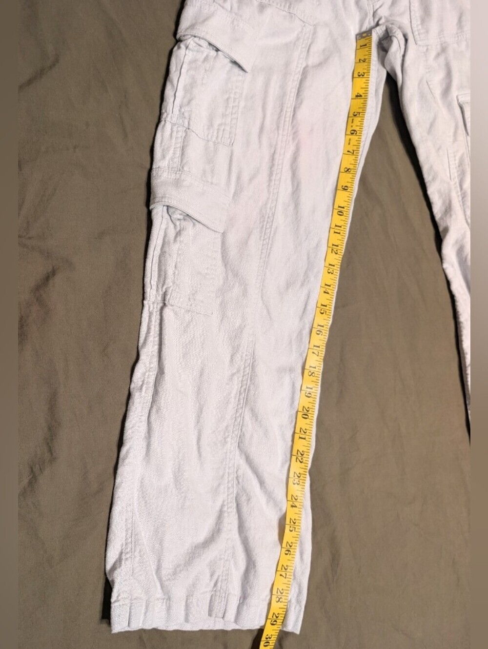 Hollister Ultra High-Rise Baggy Cargo Pants Dusty Blue Linen Blend Size Small - Picture 4 of 6